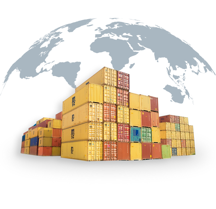 Shipping containers representing global logistics and freight forwarding