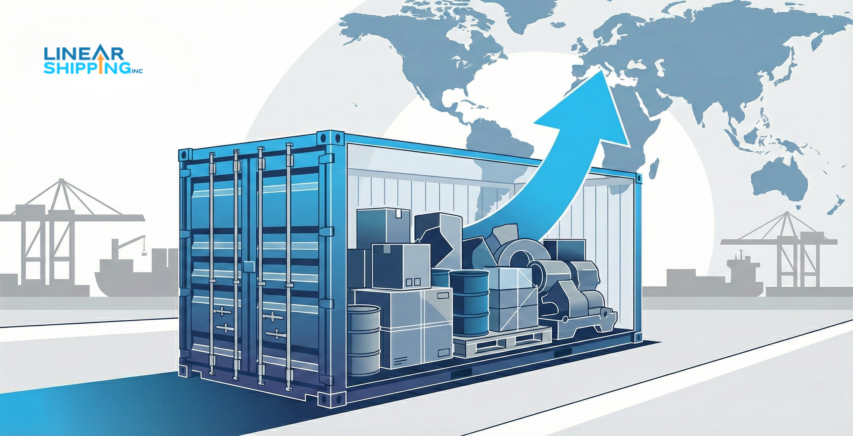 FAK Freight All Kinds simplified pricing for mixed cargo shipments FAK Freight All Kinds shipping illustration showing mixed cargo consolidated under a single container pricing agreement.
